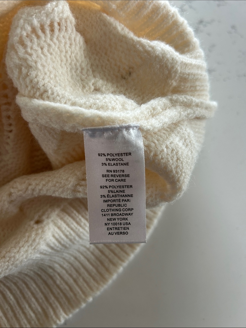 Chelsea & Theodore Cream Wave-Knit Crewneck Sweater - Picture 3 of 3